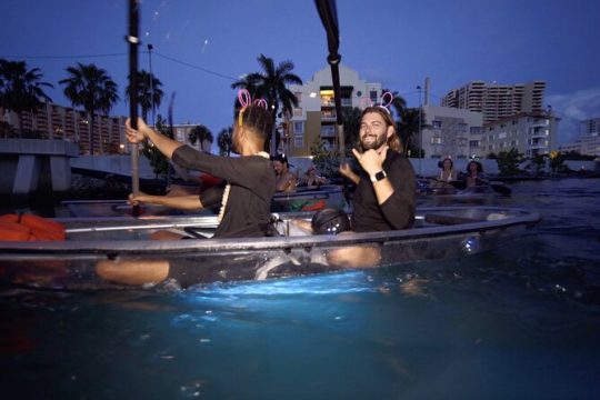 Neon Nights CLEAR Kayak Champagne Toast!