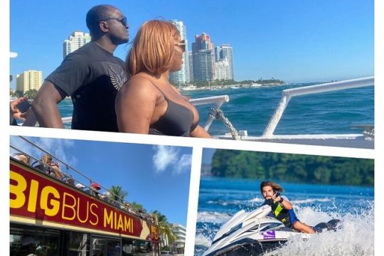 90 Min Miami Boat Tour, 60 Minute Jet Ski & Pontoon Ride & Double Decker Tour