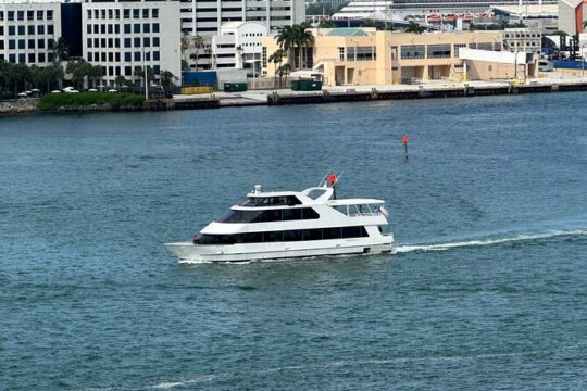 Miami Skyline and Biscayne Boat Party and Open Bar with Music